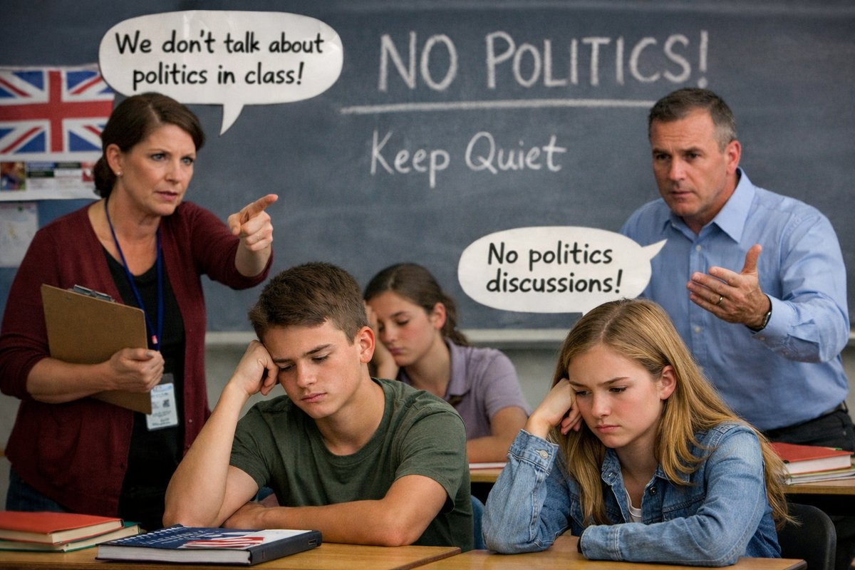 Teachers telling students 'no politics in class' as teenagers look dejected