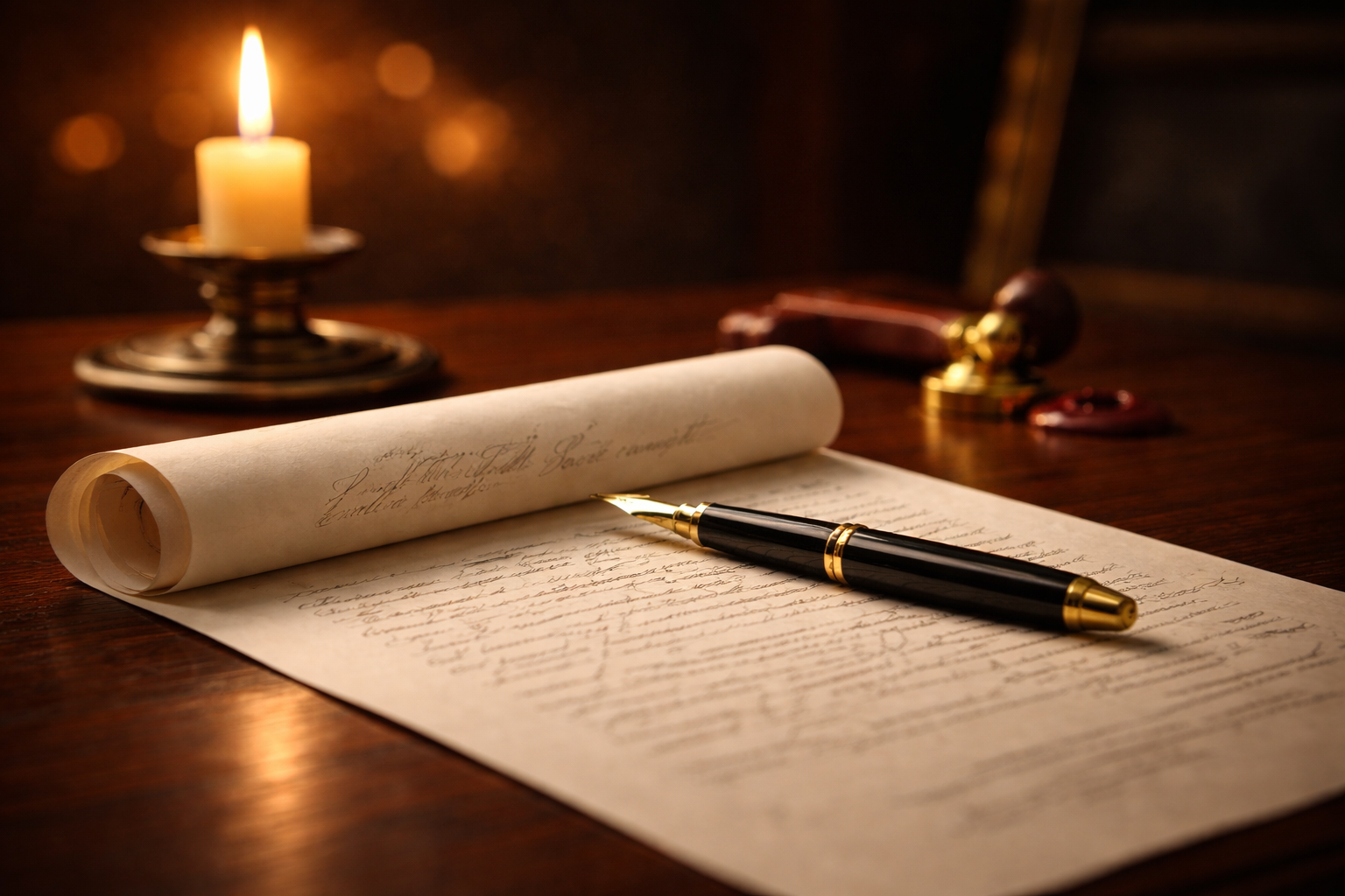 A person signing a will at a desk